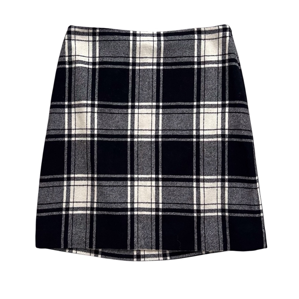 Talbots Black Plaid Mini Skirt Academia Preppy Office Neutral Wool Bld 4 Petite